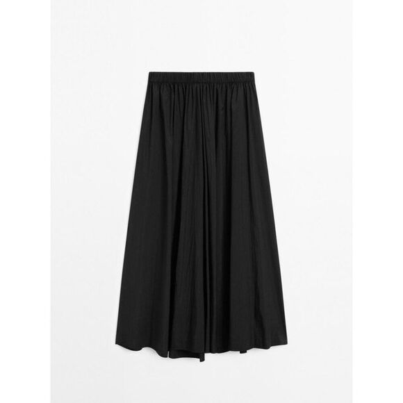 Massimo Dutti Womens Midi Skirt Medium M Black Pleated Wool Blend 5200/634 NWT - Picture 3 of 16